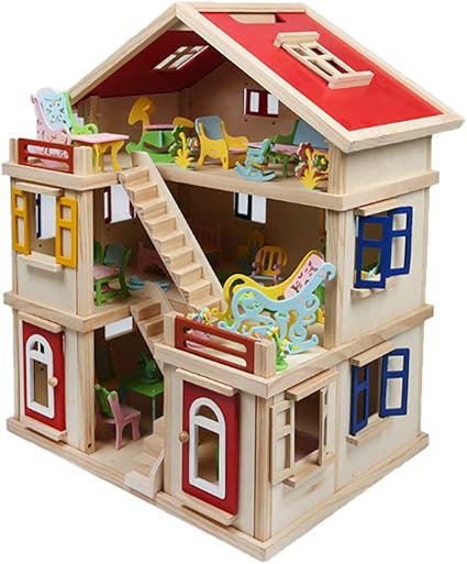 Puppenhaus Spielzeug Kindern Montag Grosses Holzernes 2 Personen Diy Architekturmodell Geeignet Fur Jungs Und Madchen Geschenk Set Lernspielzeug Amazon De Sport Freizeit