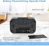Vicloon Digital Alarm Clock Bedside LED Display 12/24H Snooze Temperature Date view 4
