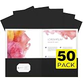 pmybupo 50Pcs Black Two-Pocket Heavyweight File Folder,Letter Size,Paper File Folder for School Office Home Bussines
