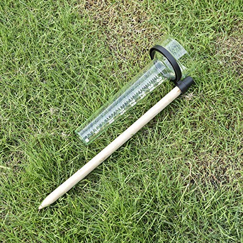 TBWHL Rain Gauge Outdoor Garden Stake for Yard - Home Wooden and Glass Gauge for Precipitation