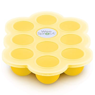 Silicone Baby Food Freezer Tray with Clip-on Lid by WeeSprout - Perfect Storage Container for Homemade Baby Food, Vegetable &amp; Fruit Purees and Breast Milk - BPA Free &amp; FDA Approved