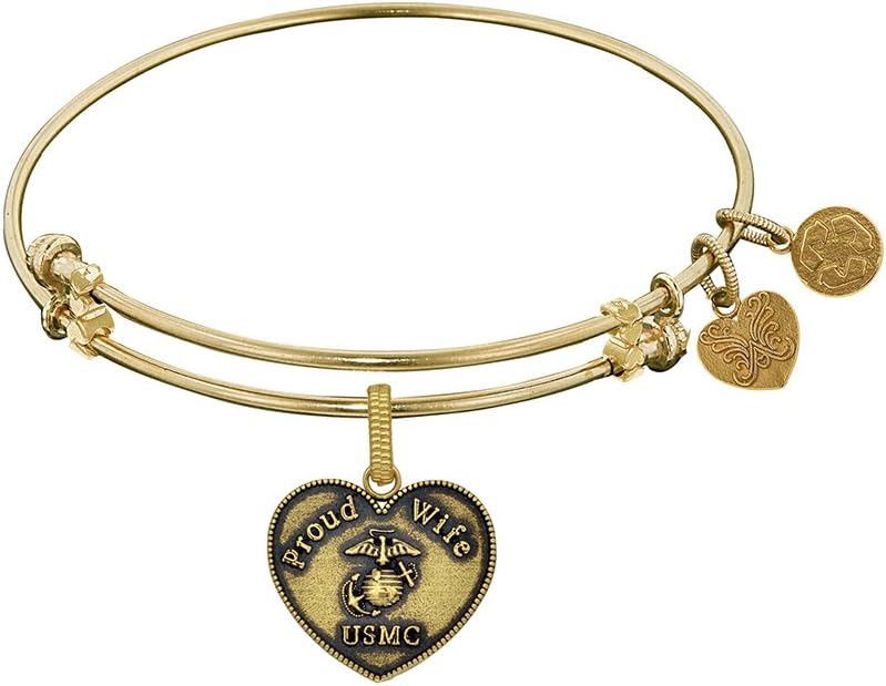 Angelica Collection Brass with Yellow Finish U.S. Marine Corps Expandable Bangle