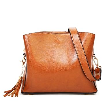 Lxmsja Crossbody Bag for Women Vintage Shoulder Bag Medium Bucket Bag with Tassel PU Leather Hobo Bag