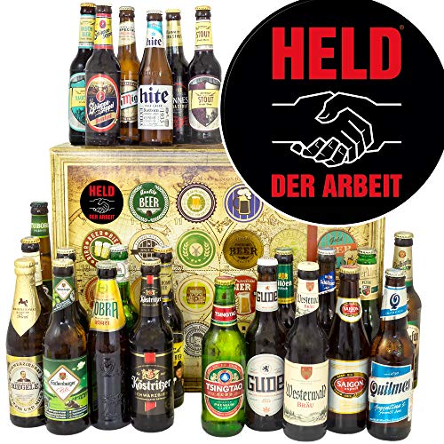 Held der Arbeit/Geschenkbox Bier Welt und DE/Geschenkidee Papa/Weihnacht Kalender Bier