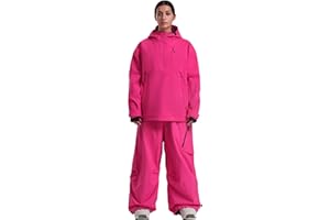 GSOU SNOW Women's Ski Jacket and Pants Set Baggy Snowboard Jacket Snow Suit Waterproof Windproof Hooded Coat