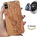 iProductsUS Elephant Wood Phone Case Compatible with iPhone Xs, X (10) and Magnetic Mount, Engraved in USA, Built-in Metal Plate, TPU Protective Shockproof Cover (5.8