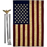 4th of July American Flag Eagle Pole Kit for Independence Day Vintage Applique US Wall Hanging Grave Decoration Sign Memorial Veterans Day USA Poster Door Canvas Room Tapestry for Dad