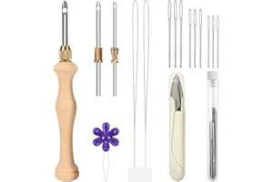 JSRQT Punch Needle Tool Set,Punch Needle Starter Kit,Adjustable Wooden Needle Punch,Rug Hooking Beginner Kit for Adults Begin