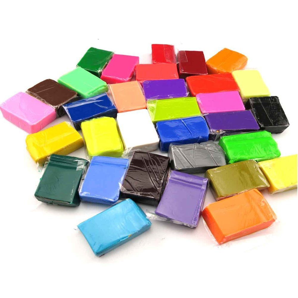 DIY Colorful Clay, Schoone 24 Colors Polymer Clay Creative Street Model Clay, Soft Molding Craft Oven Baking Clay and Kits, Tutorials, Best Kids Gifts