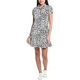 IBKUL Athleisure Wear Sun Protective UPF 50+ Icefil Cooling Cecilia Print Short Sleeve Godet Dress - 69932