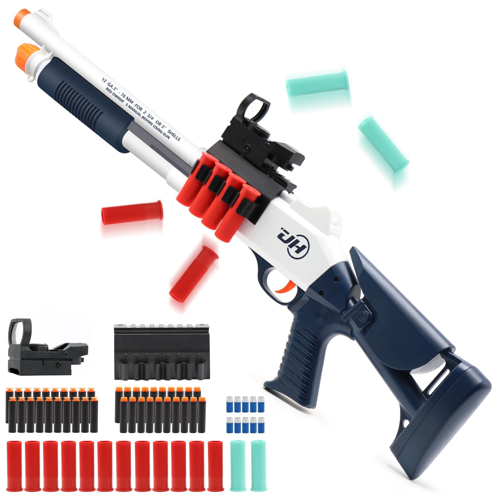 Photo 1 of Bugrtey Soft Bullet Toy Gun, Shotgun with Shell Ejecting [with 50 Soft Darts 14 Shells], Toy Foam Blaster Guns for Boys Adults, Shooting Play Model, Gifts for Christmas Birthday Halloween