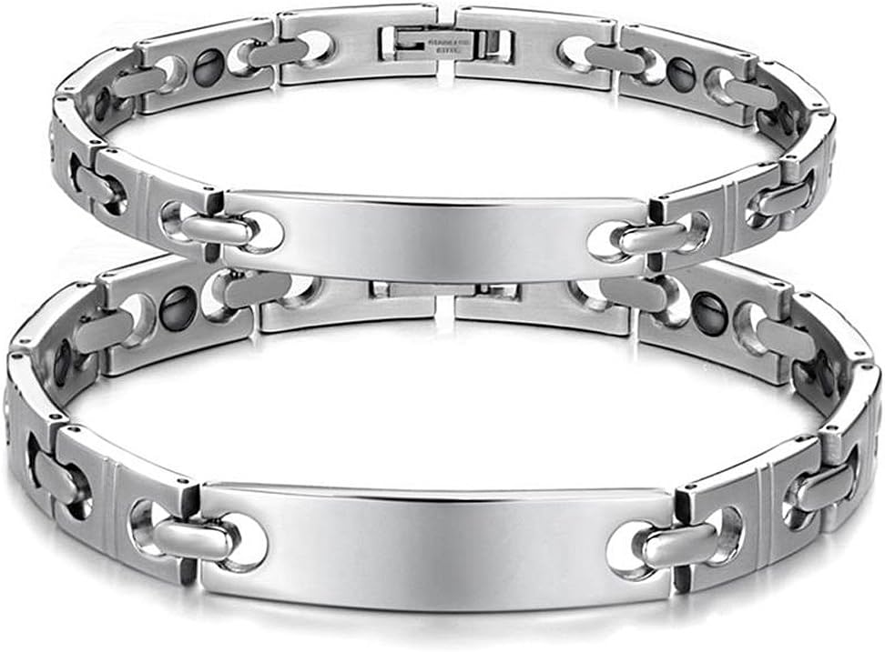 SunnyHouse His or Hers Matching Set Couple Titanium Magnetic Bracelet Anti-Fatigue Anti-Radiation in a Gift Box (Hers)