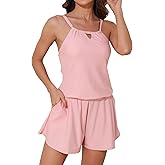 Smismivo Shorts Romper for Women Summer Modest One Piece Swimsuit Jumpsuit with Pockets Bathing Suit