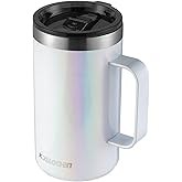 KXIAOCHEN 20oz Insulated Coffee Mug with Lid, Stainless Steel Coffee Cup, Double Wall Vacuum Coffee Tumbler with Handle, Premium Thermal Travel Coffee Mug (Pearl White)