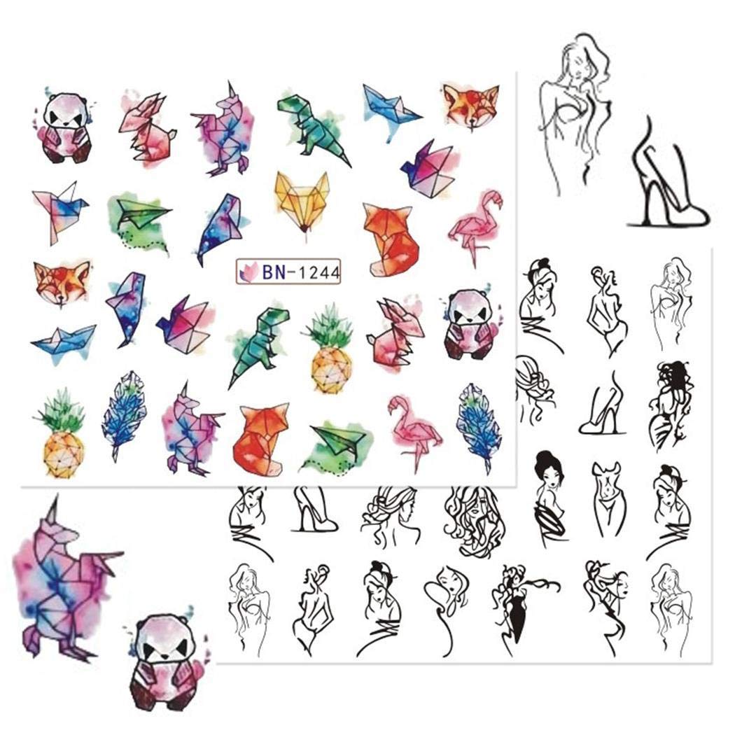 Nimhes Nail Art Decal Water Transfer Sticker DIY Floral Watermark Nail Manicure Décor Stickers & Decals