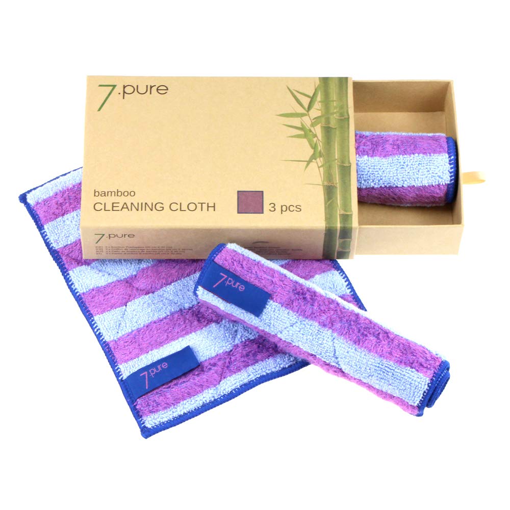 7.pure Bamboo cleaning cloths | 3 pieces | 20 x 25 cm | Clean without cleaning agents – anti-bacterial – lint-free | Effortless cleaning | wiping cloth, cleaning cloths, chamois leather