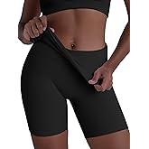 Sunzel Fold Over Biker Shorts Women High Waisted No Front Seam Tummy Control Compression Workout Athletic Gym Yoga Shorts
