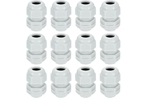 uxcell 12Pcs NPT 3/8" Nylon Cable Glands, Waterproof Cord Grip Connector, Adjustable 4-8mm Wire Grommet Protectors with Gaske