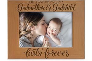 KATE POSH The Love between a Godmother and Godchild is Forever. Baptism Gifts, Gifts from Goddaughter, from Godson on my Baptism Day. Engraved Natural Wood Picture Frame (5x7-Horizontal)