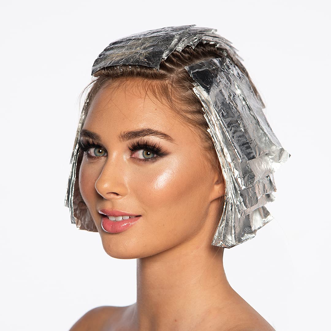 Colortrak Embossed Sheets Silver Aluminum Foil Pop-up Dispenser, 500 Pre-cut Sheets Non-slip Textured, for Hair Foil Coloring and Highlighting Applications Silver, 5 x 11