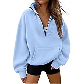 Trendy Queen Womens Sweatshirts Quarter Half Zip Pullover Hoodies Fall Fashion 2026 Winter Fleece Jackets Sweaters
