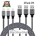 Xcords iPhone Charger Cable 3Pack 3FT Nylon Braided Lightning Charging Cord Compatible with iPhone X/ 8/ 8 Plus/ 7/ 7 Plus/ 6/ 6 Plus/ 6S/ 6S Plus/ SE/ 5S/ 5, iPad iPod and More (Black)
