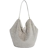 Extolove Fluffy Tote Bag Large Winter Faux Fur Purses for Women Y2K Fuzzy Handbag Furry Shoulder Totes Plush Purse