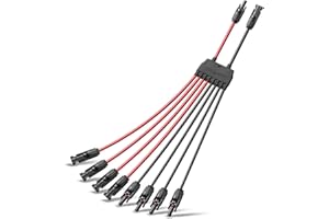 BougeRV Solar Parallel Connectors for 2-4 Solar Panels, Extra Long 2 to 8 Y Branch 10AWG Adapter Splitter Cable Wire Plug PV Tool Kit, Waterproof (MFFFF/FMMMM)