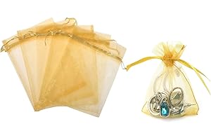 100PCS 4'' x 6''/10cm x 15cm Pure Color Organza Drawstring Bags Gift Packing Pouches Sample Display Tulle Bag Wrapper for Can