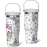 Hurig Tumbler for Adults Water Bottle Double Wall Cups for Kids 30 oz Pink Coffee Mug Stuff Cat Insulated Cup Gifts for Girl Women