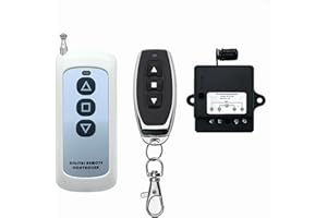 GUIRUIMOON Forward and Reverse Remote Control Switch up to 168 FT, 12V Linear Actuator Remote Control Switch, DC12V-24V 10A Wireless Switch，for Garage Door, Motor, etc.（Black）