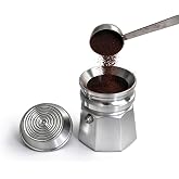 ZUWIT 2-3 Cup Moka Pot Tamper, 304 SS Dosing Funnel &amp; Distributor, Silver