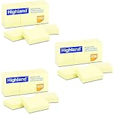 Highland 6539YW Self-Stick Notes, 1 1/2 x 2, Yellow, 100-Sheet (Pack of 36)