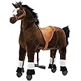 Ride on Horse for Big Kids, Horse Ride on Toy for 4 to 9 Years Old, (35.43'' Height) Riding Horse Rider Mechanical Walking Action Plush Animal, No Battery or Electricity, Max Load 165LBS