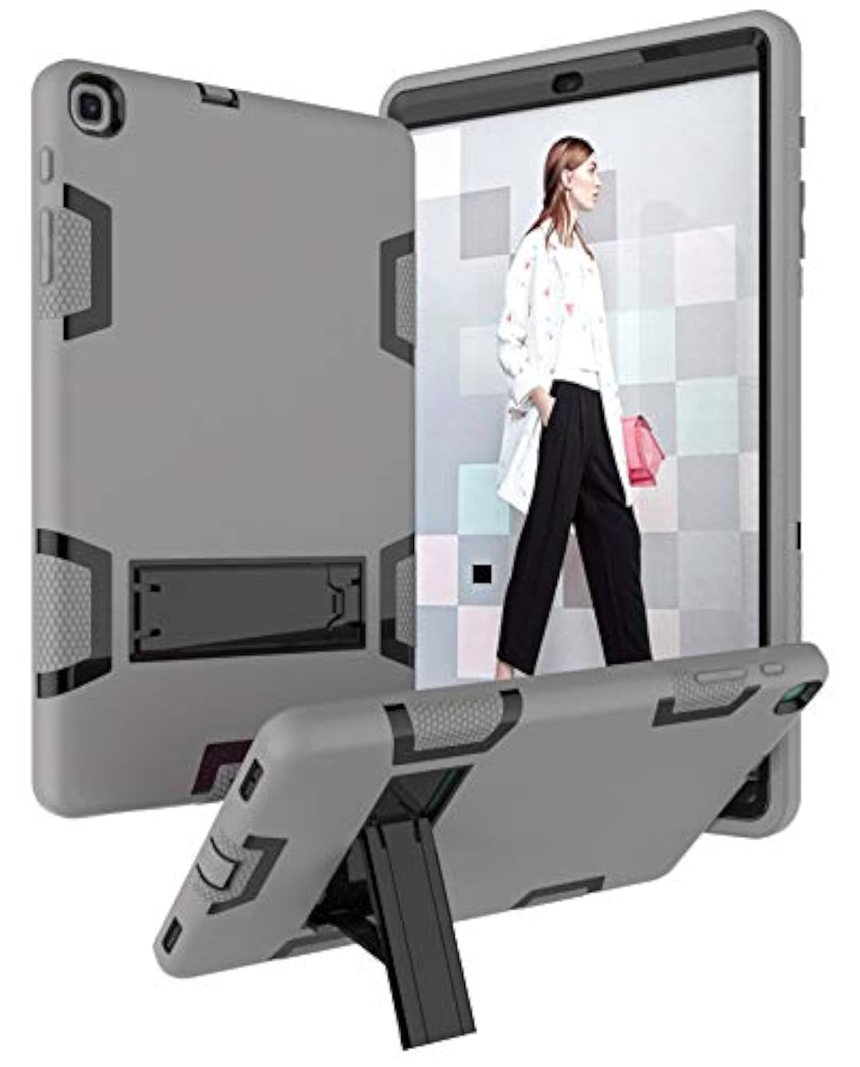 Yoagoal Case For Galaxy Tab A 10.1 2019, Dual Layer Shockproof Hybrid Protective Case with Kickstand for Samsung Galaxy Tab A 10.1 2019, Gray&Black