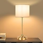 JHWDHD Cordless Touch Table Lamp for Bedroom, 5200mAh Rechargeable Battery Operated Nightstand Light with Fabric Shade, Stepl