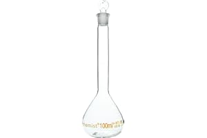 Norchemist Volumetric Flask, Borosilicate Glass Class A, with Glass Stopper, Printed Graduations & Marking Spot (Transparent,