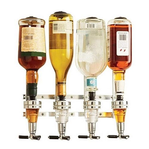 4-Bottle Liquor Dispenser, Wall Mounted Alcohol Dispenser, Spring