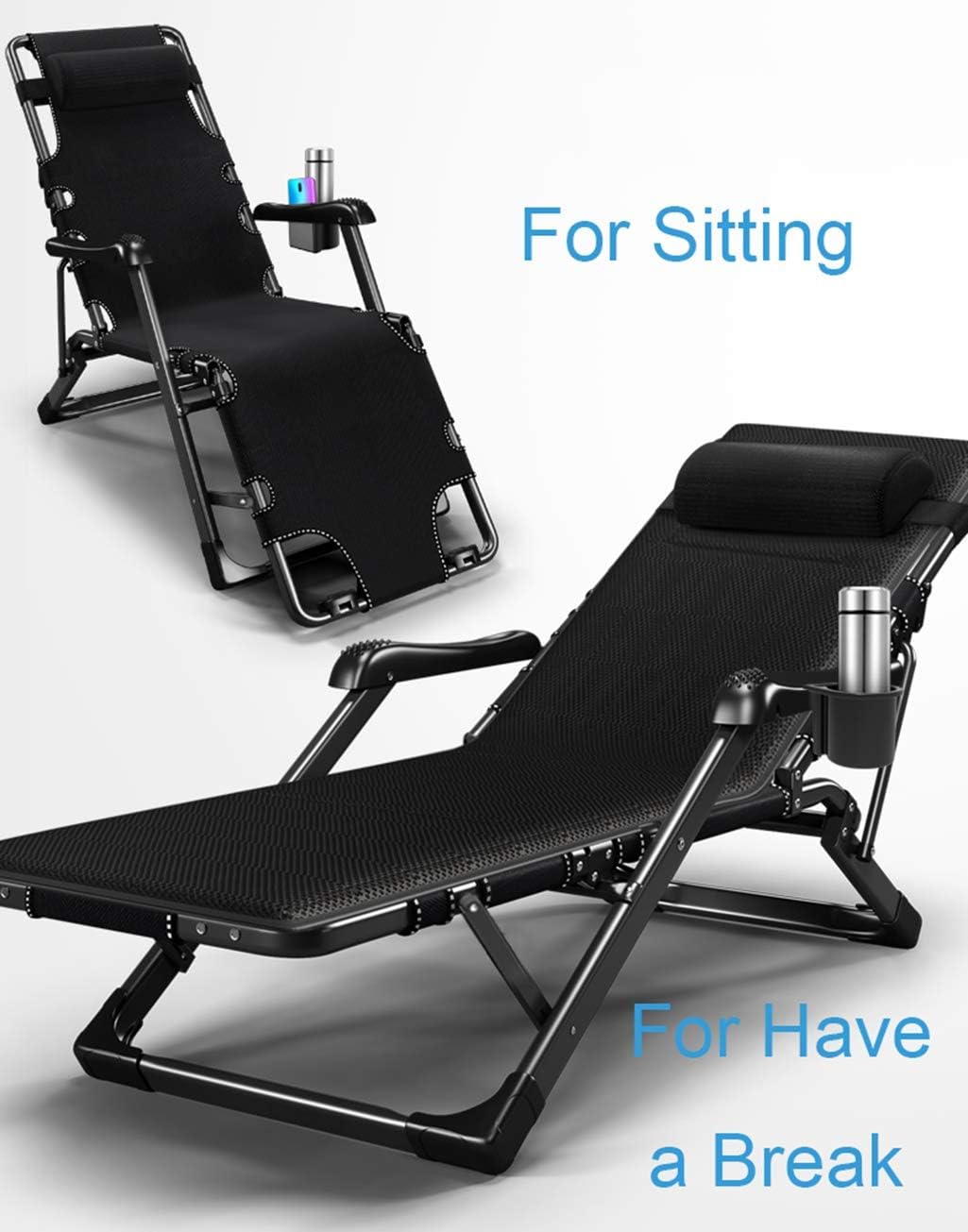 Sunloungers Garden & Outdoors Sunbed Relaxer Chair Max.250kg Adjustable Backrest Garden Chair