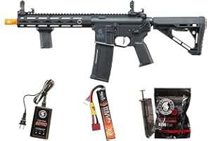 Lancer Tactical Gen 3 Programmable Trigger Hellion MLOCK 10" Lightweight Durable Polymer M4 Airsoft MLOK AEG w/Lipo Battery &