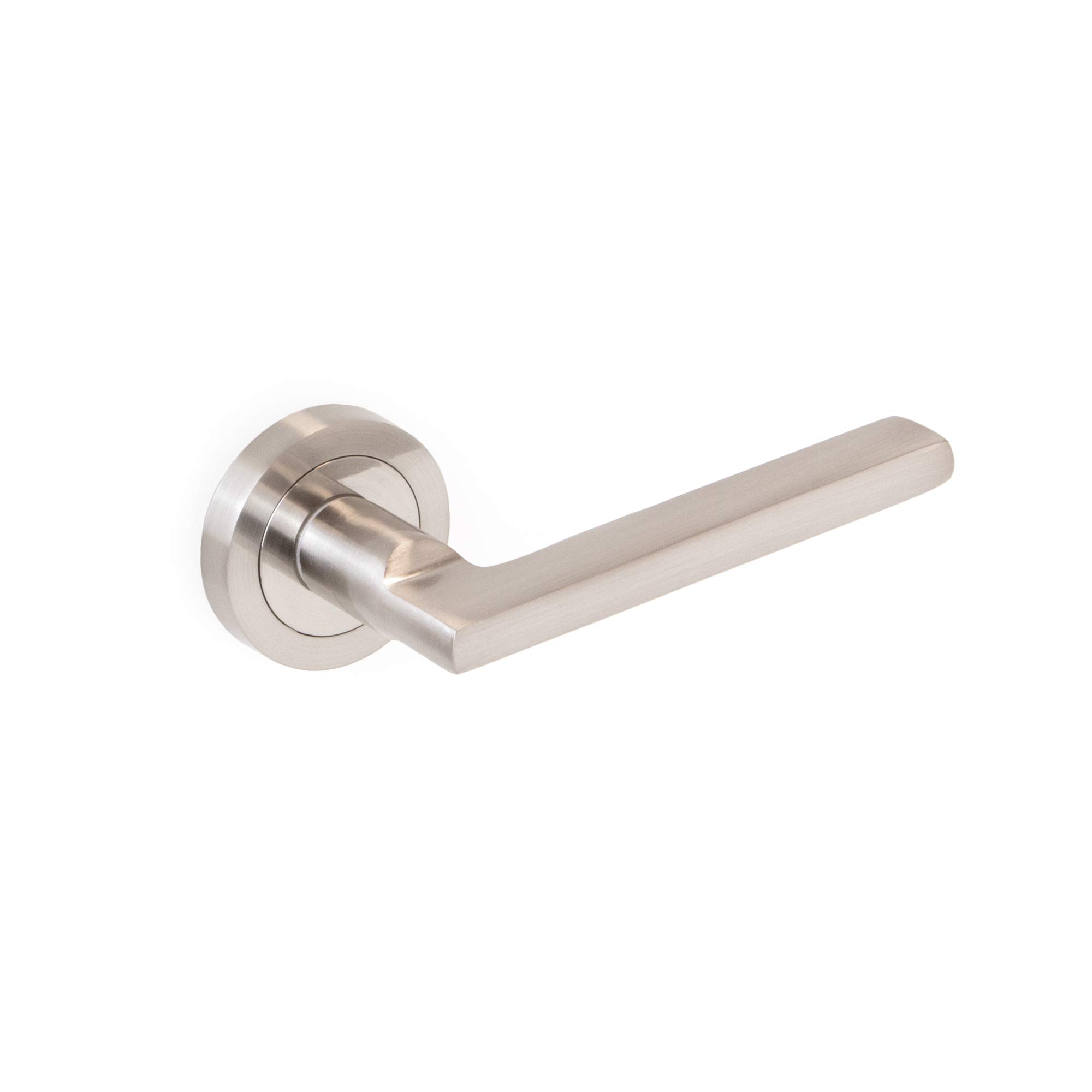 Emuca - Internal Door Handles, Set of Internal Door Handles with D.50mm (1,9 inch) Rose, Aluminium and zamak, Satin Nickel.