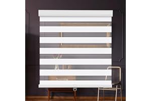 SMONTER Cordless Zebra Blinds for Windows Zebra Roller Shades with Metal Valance Free Stop Dual Layer Sheer Blinds Day Night 