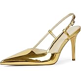 QIY Closed Toe Slingback Heels Women Pumps Strappy Pointed Toe Stiletto Heels for Women Wedding Party Dress Shoes