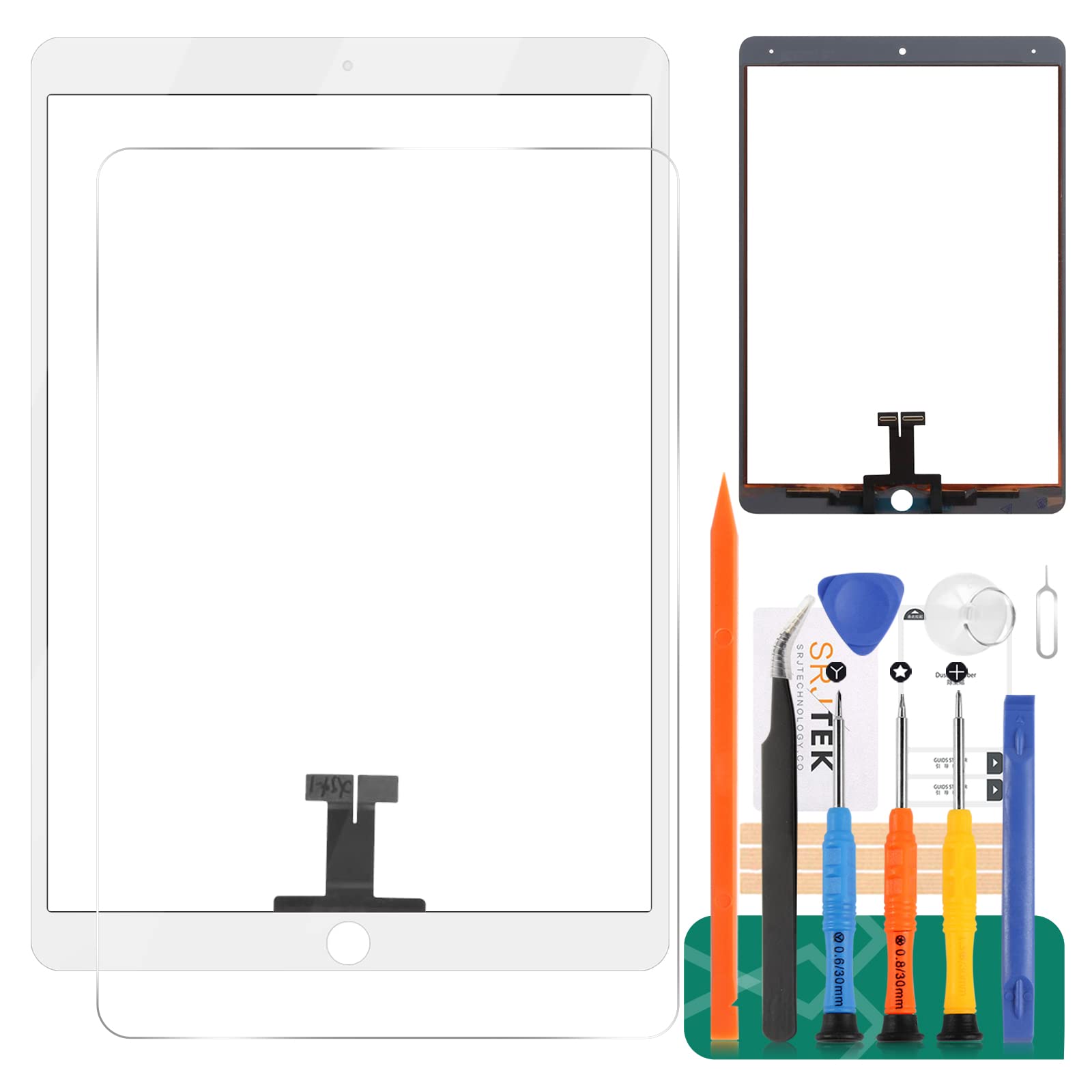 For IPad Air 3 2019 Touch Screen A2153 A2123 A2152 Glass Replacement,For iPad Pro 10.5 (2017) Digitizer A1701 A1709 Panel Repair Parts Kit (White)