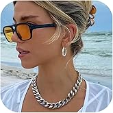 NOKMIT Chunky Cuban Link Curb Chain Necklace for Women Men Dainty 18K Gold Silver Tone Choker Thick Trendy Statement Diamond Cut Punk Hip Hop Cuban Chain Jewelry Gifts Unisex Size 5mm/9mm/13mm/16mm