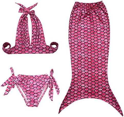 JFEELE Toddler Mermaid Swimsuit for Baby Girls 2 Piece Bikini Swimming Set with Mermaid Tail Bathing Suit - 2-8T