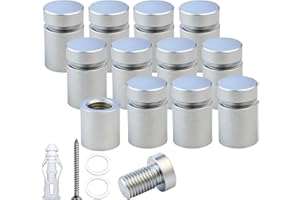 BESTANDOFF Pack of 12, Aluminum Standoff Screws, Wall Sign Standoff Mounting Hardware Advertising Glass Standoff Nail for Hanging Acrylic Picture Frame (12, Satin Chrome(Electroplated), 1/2" X 1/2")