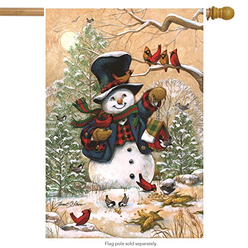 Briarwood Lane Winter Friends Primitive House Flag Snowman Cardinals 28" x 40"