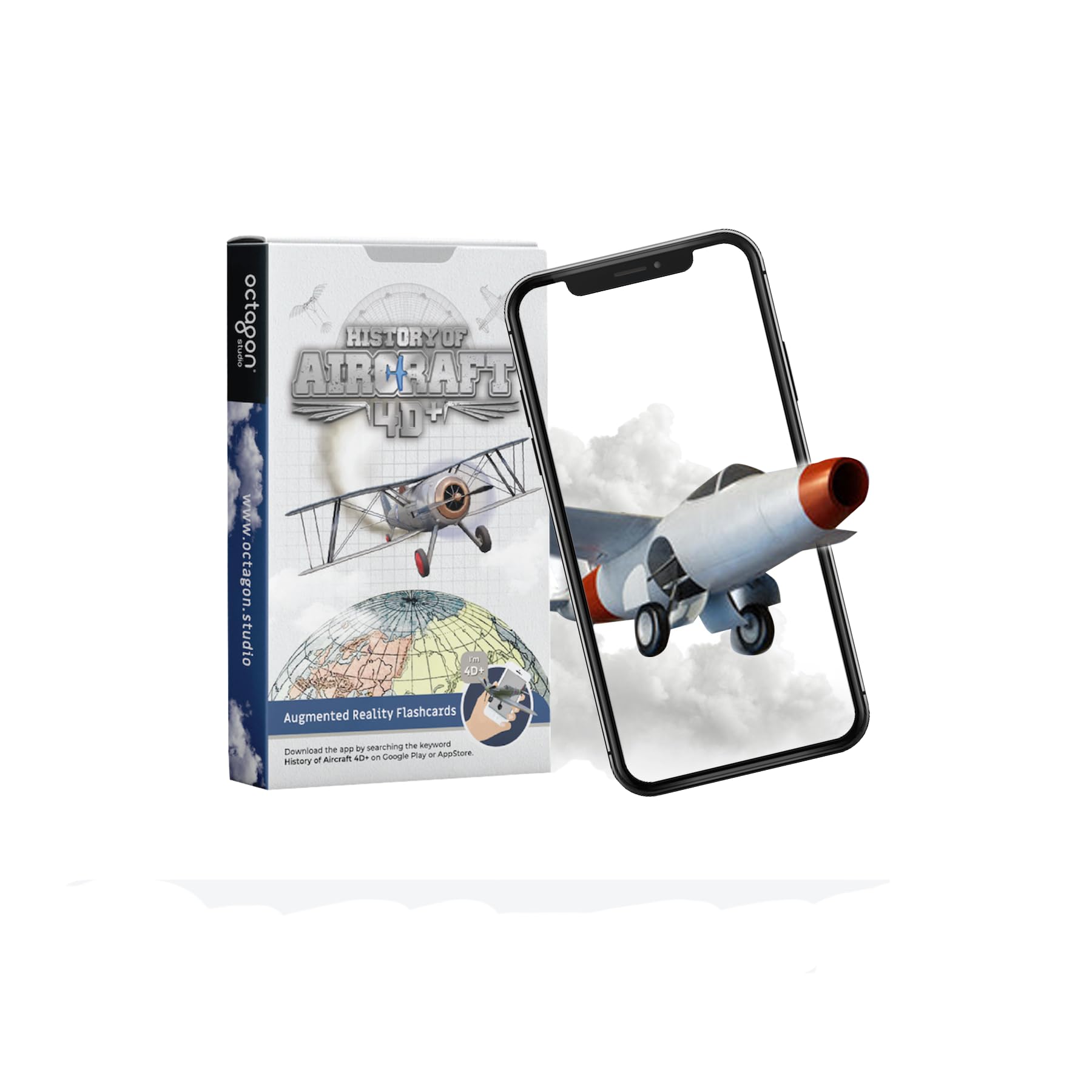 Aircraft 4D+ Augmented Reality Flashcards – Interactive Aviation History & 3D Model Viewer – 15 Scannable Educational Cards – STEM Learning Gift for Enthusiasts – Made in the UK