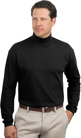 Port Authority Men's Big Cotton Interlock Knit Turtleneck - Black k322 L at Amazon Menâs 